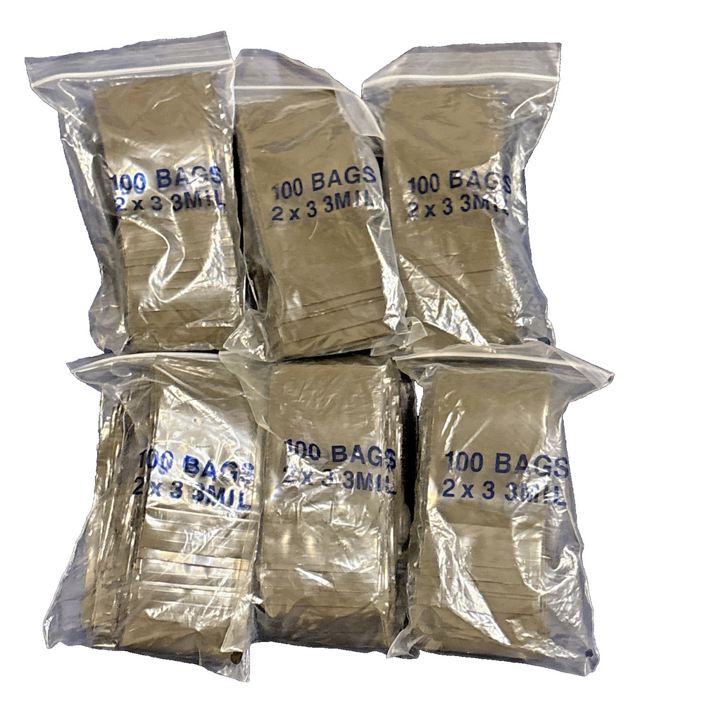 600pack Amber 2" x 3" Reclosable Poly Ziplock Plastic Bags- Parts-Film-3 MIL